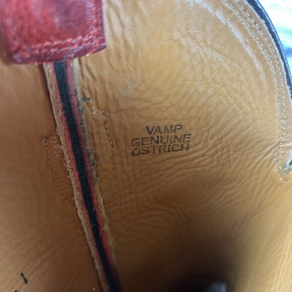 Lucchese Smooth Ostrich Red Brown Leather Square Toe Cowboy Boots M1805 Mens 8.5 - Picture 9 of 12